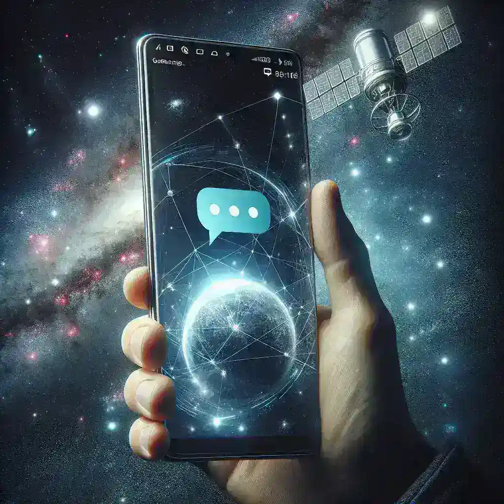 "Samsung Galaxy S25 smartphone showcasing satellite messaging feature, symbolizing a new era of connectivity in mobile technology."