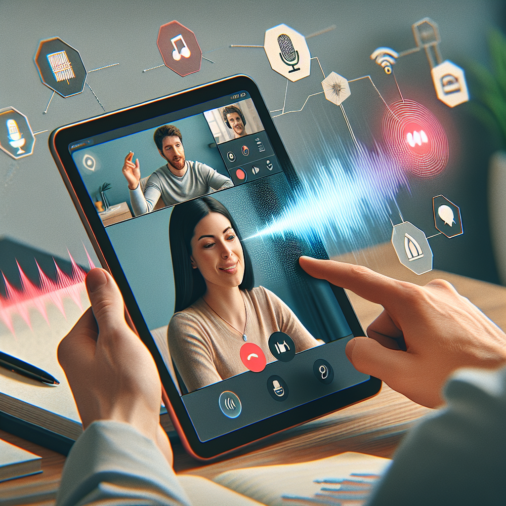 How do tablets with AI-enhanced noise cancellation improve video conferencing?