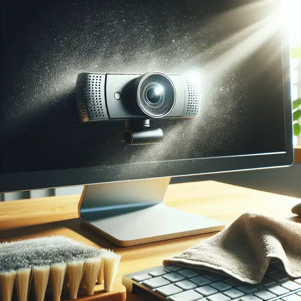 How do I prevent dust from accumulating on my webcam?